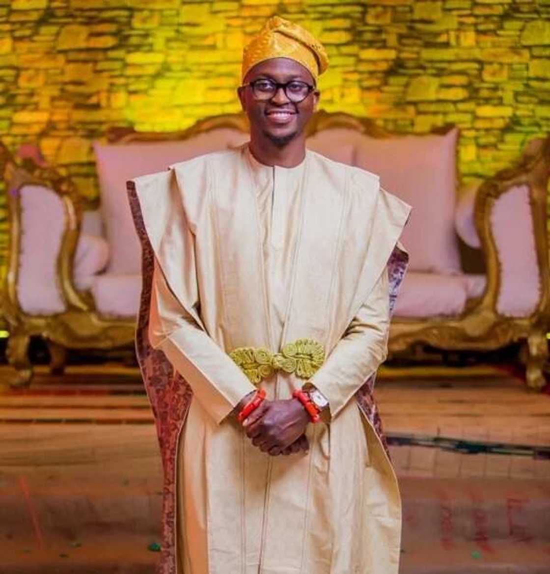 Seun and Rotimi traditional wedding: Rotimi native outfit Seun and Rotimi traditional wedding: Rotimi native outfit