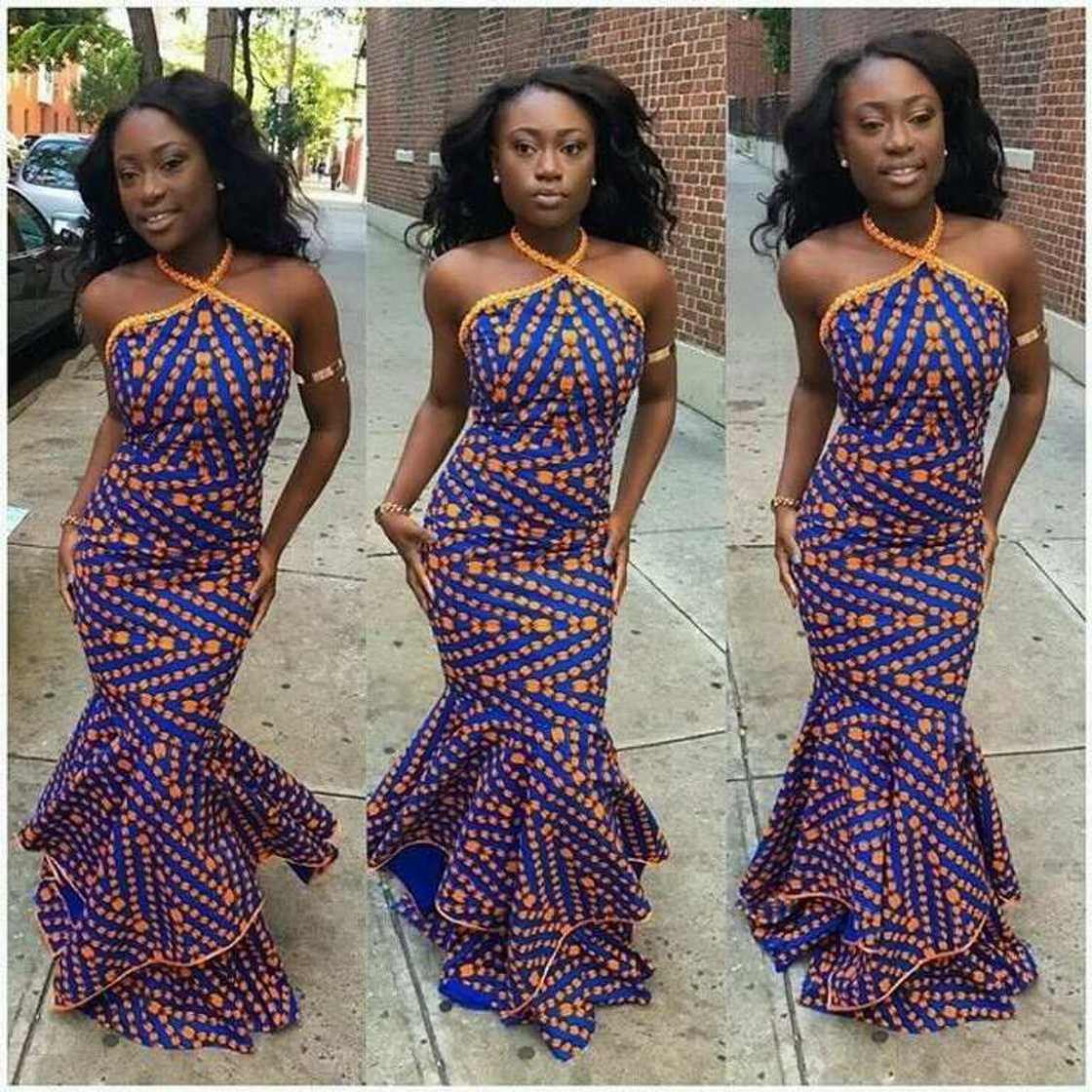 Ankara maxi dress with frills