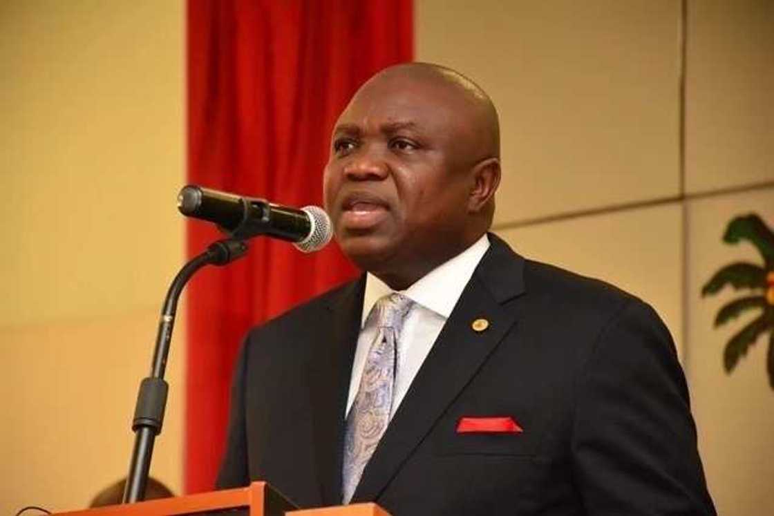 Former Lagos state governor Akinwunmi Ambode and his wife beam with pride at daughter's wedding.