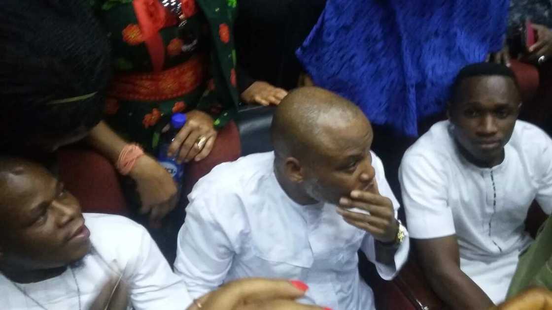 Nnamdi kanu, mother and supporters appear in court today (video) Nnamdi kanu, mother and supporters appear in court today (video)