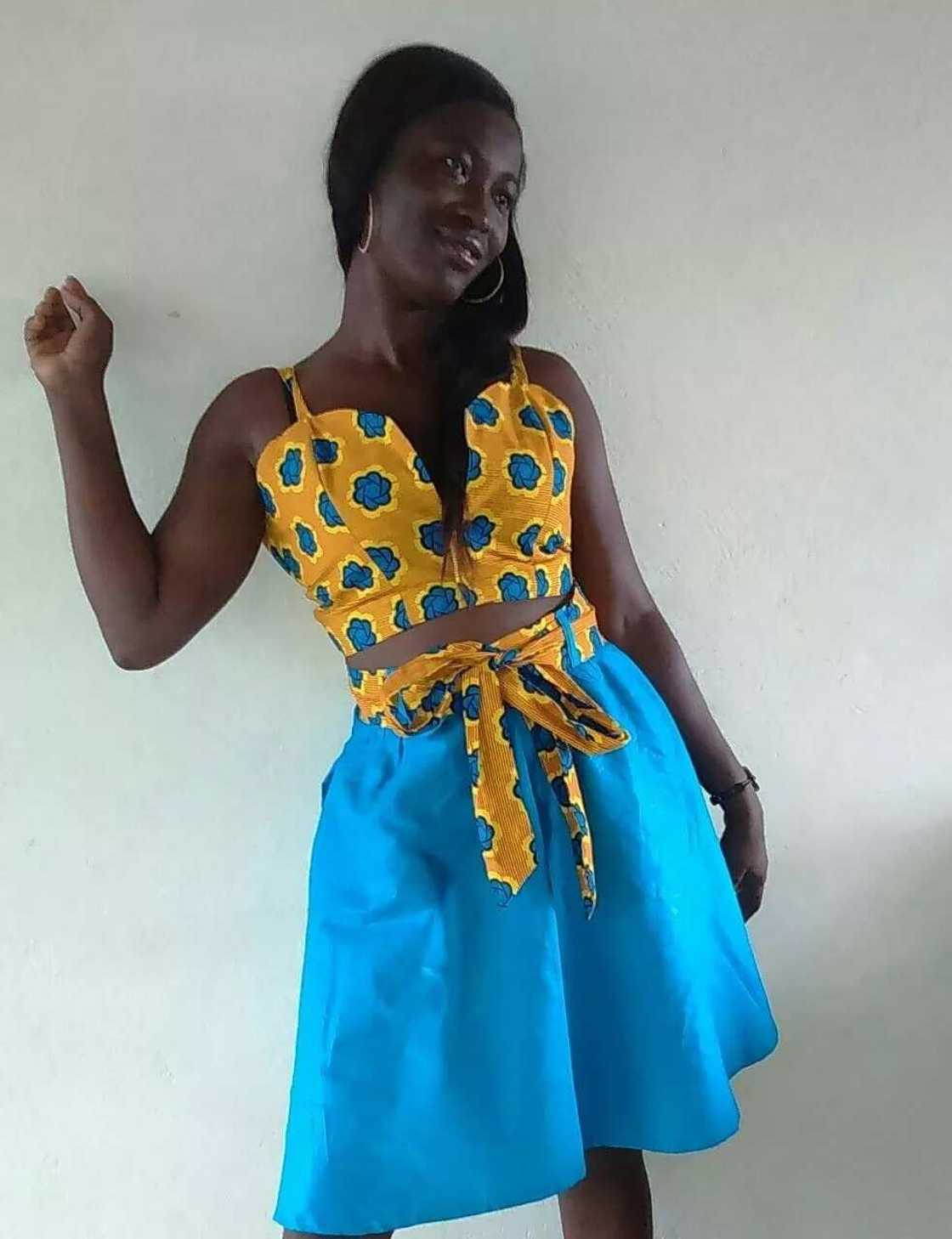 Ankara crop top and a skirt with belt Ankara crop top and a skirt with belt