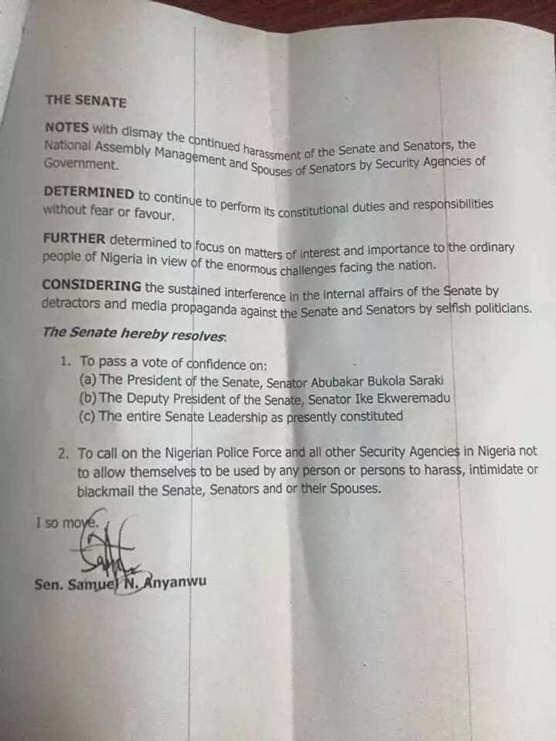 Senate Passes Vote Of Confidence On Saraki Senate Passes Vote Of Confidence On Saraki