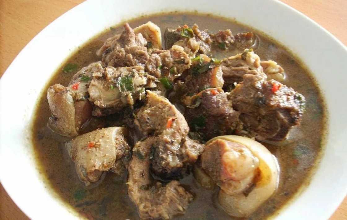 Nsala soup with goat meat cooking Nsala soup with goat meat cooking