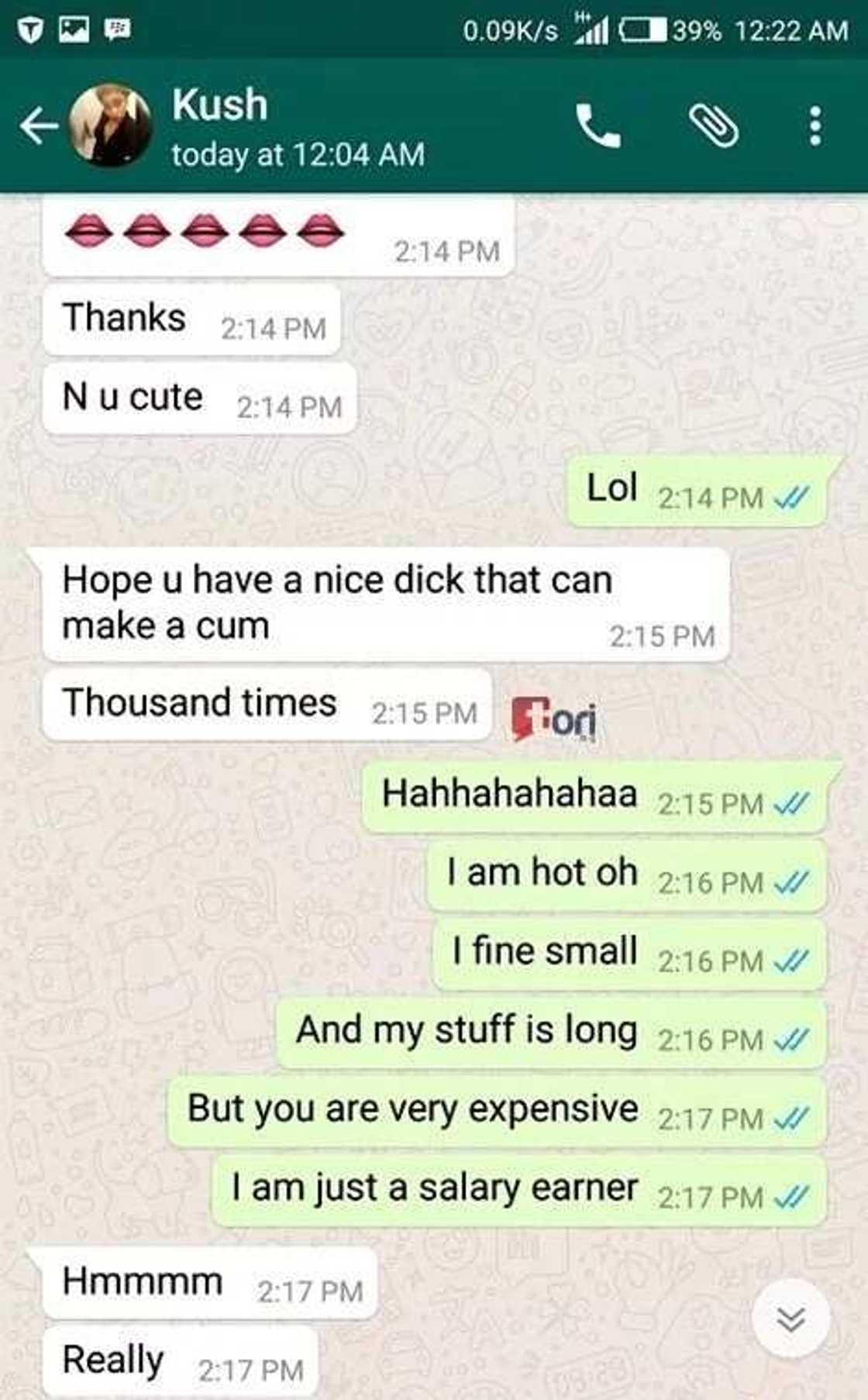 See this leaked conversation between a runs girl and a client