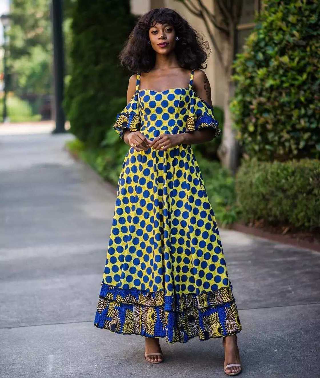 Ankara long dress with polka dots Ankara long dress with polka dots