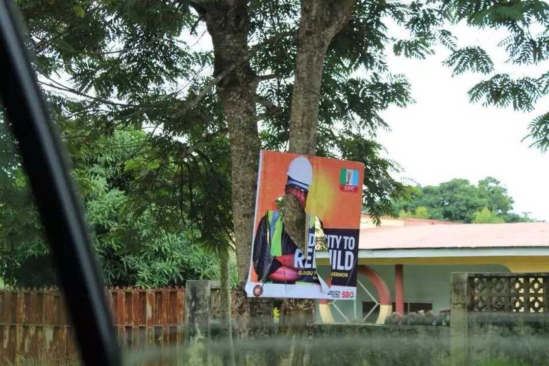 APC Ekiti governorship aspirant, Babafemi Ojudu campaign posters destroyed in Ekiti (photos) APC Ekiti governorship aspirant, Babafemi Ojudu campaign posters destroyed in Ekiti (photos)