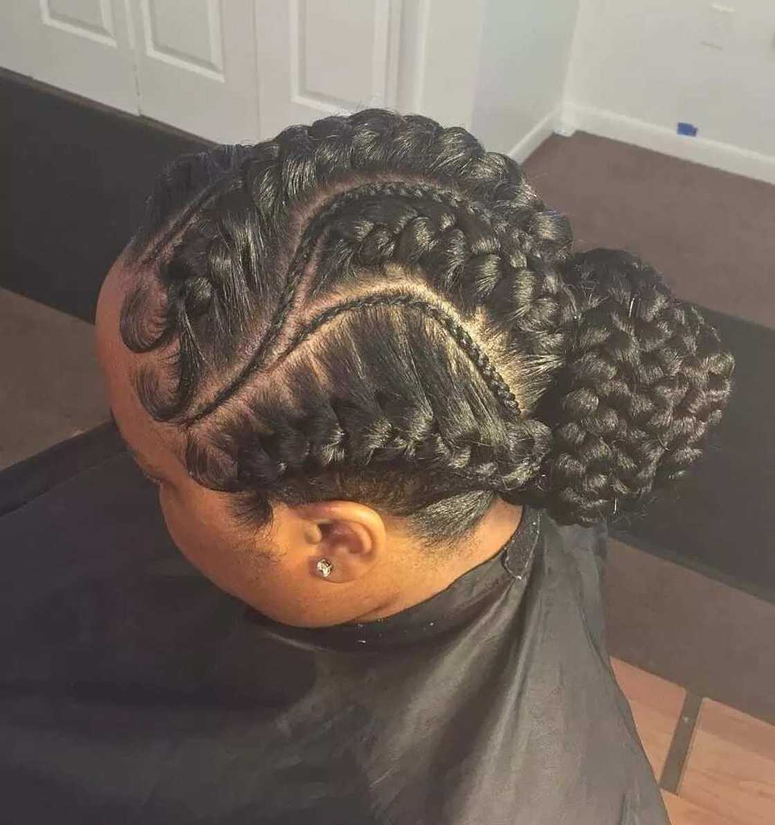 Underbraids updo and a low bun