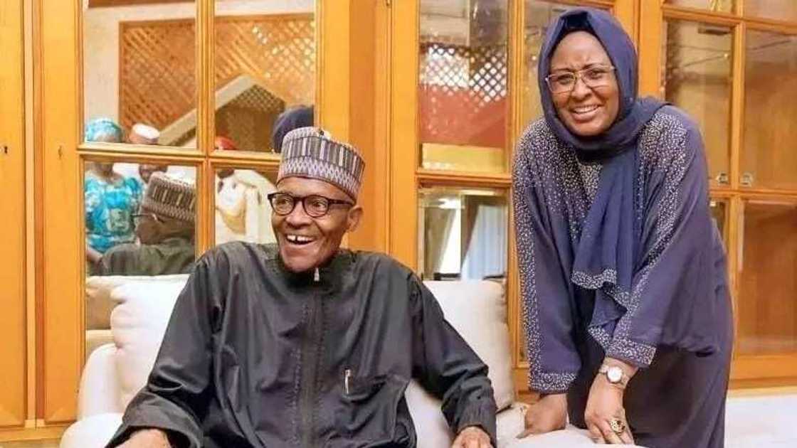 President Buhari with his wife, Aisha President Buhari with his wife, Aisha