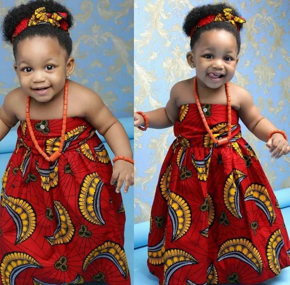 Ankara dress with open shoulders for baby girl