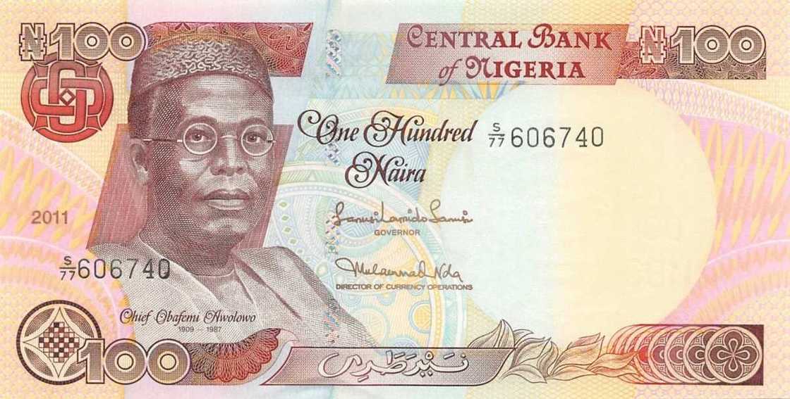 100 Naira with the picture of Chief Obafemi Awolowo