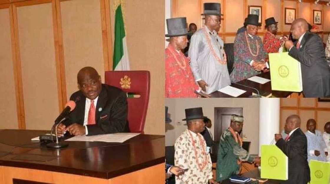 Wike spoke when he received some chiefs from his state Wike spoke when he received some chiefs from his state