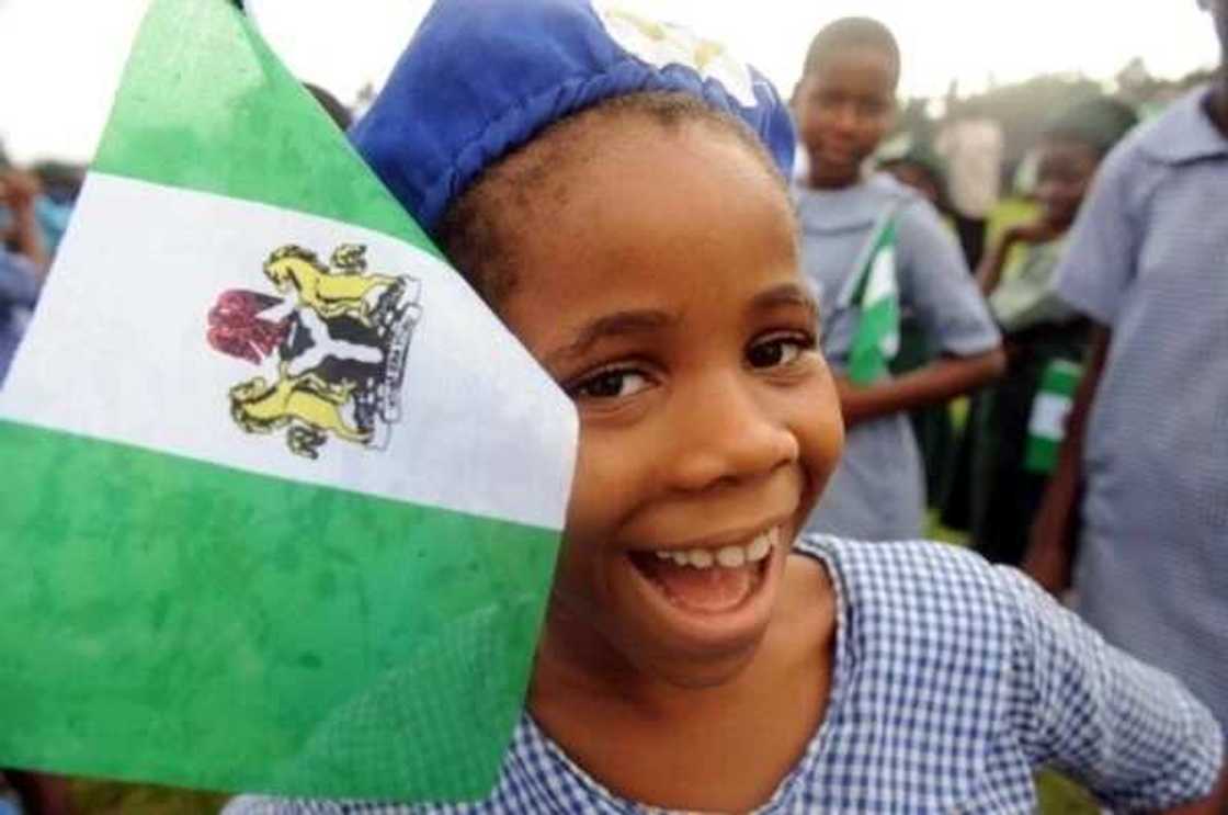 Nigerian kid with a flag