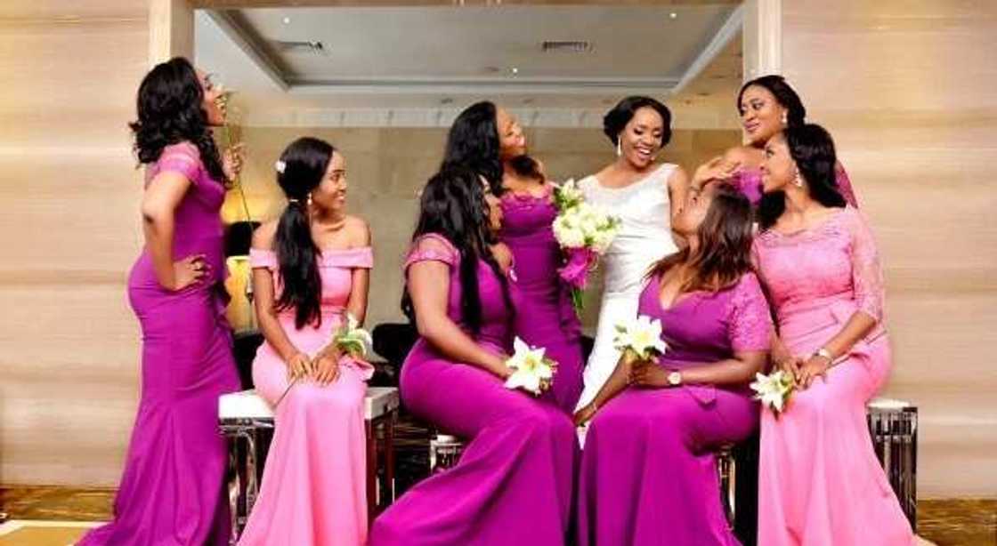 Nigerian bride and bridesmaids Nigerian bride and bridesmaids
