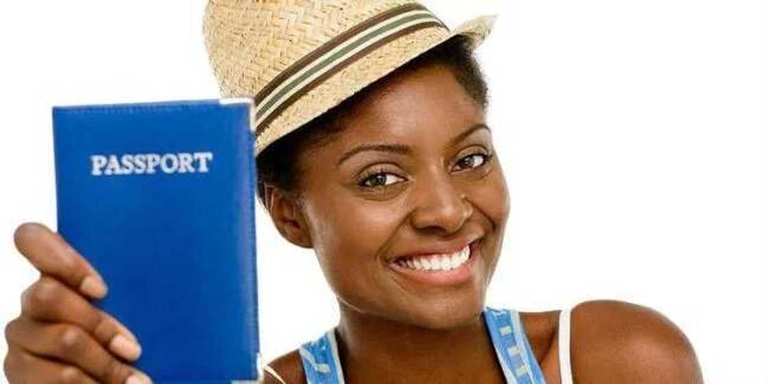 Woman with passport Woman with passport