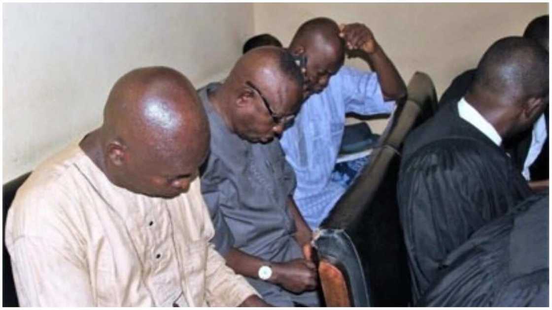 INEC officials docked. Photo source: Vanguard INEC officials docked. Photo source: Vanguard