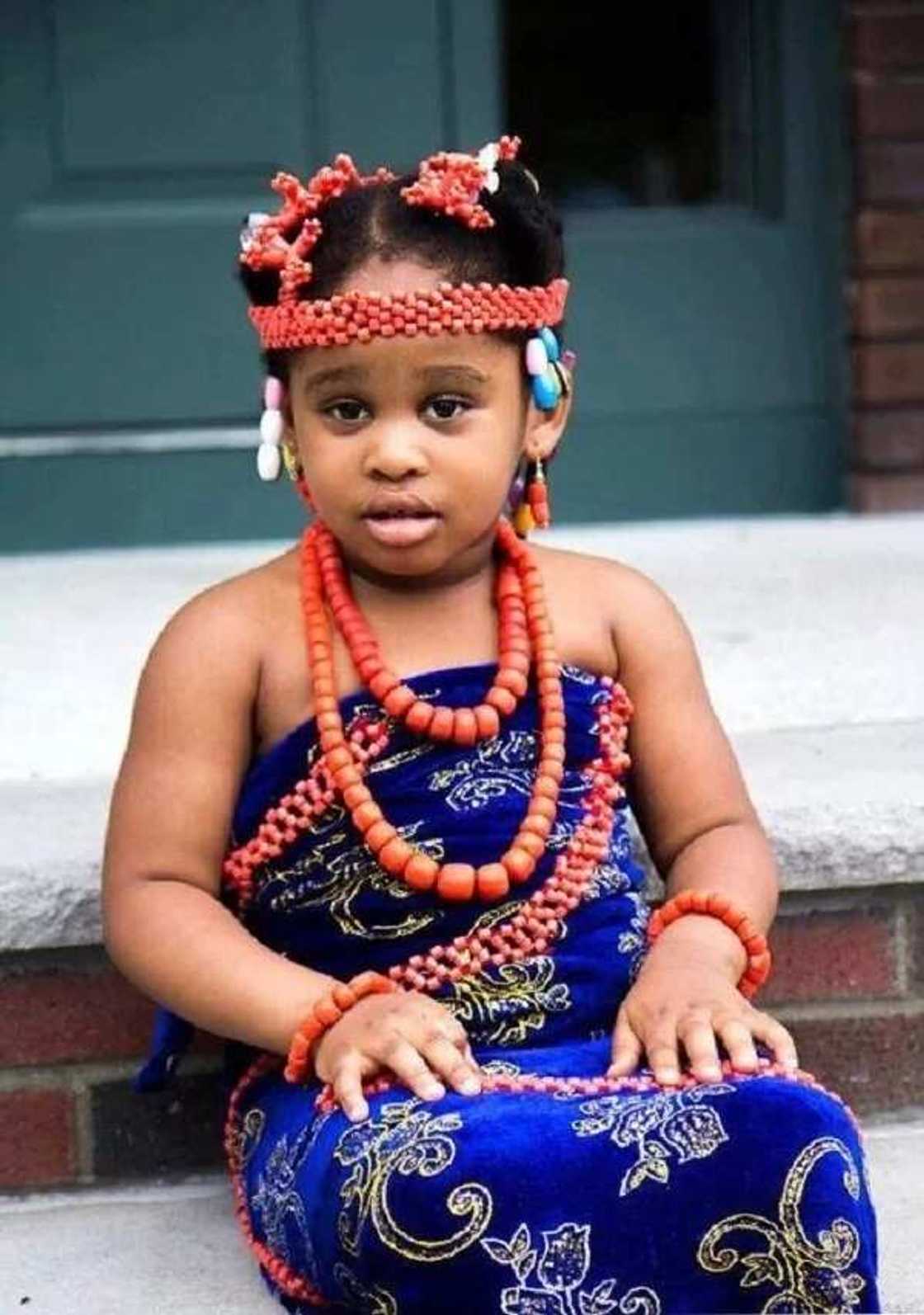 Igbo traditional attire for girl with corals Igbo traditional attire for girl with corals
