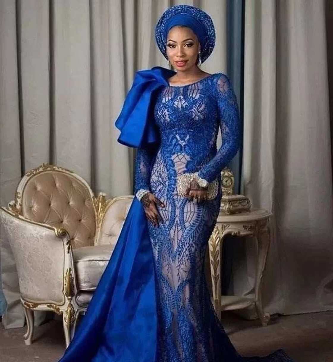 Latest fashion styles in Nigeria 2017, Blue Lace dress Latest fashion styles in Nigeria 2017, Blue Lace dress