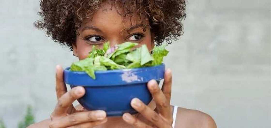 A lady with salad