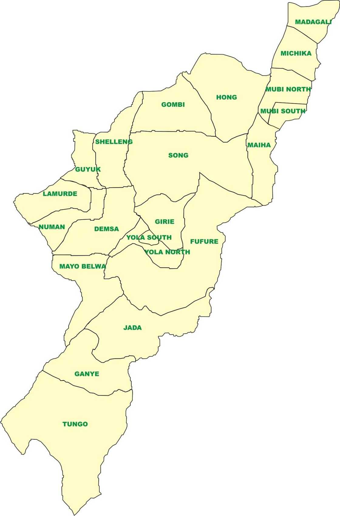 Adamawa map with local governments Adamawa map with local governments