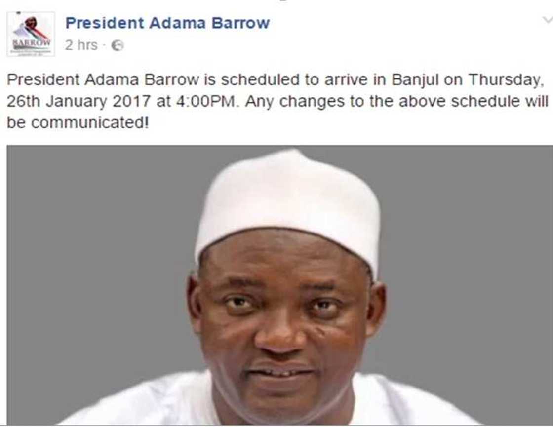 President Adama Barrow to return to Gambia on Thursday President Adama Barrow to return to Gambia on Thursday
