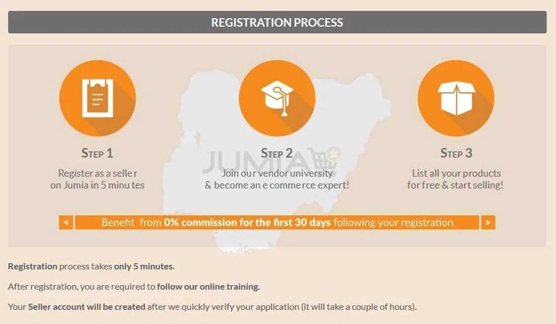 Jumia seller registration page