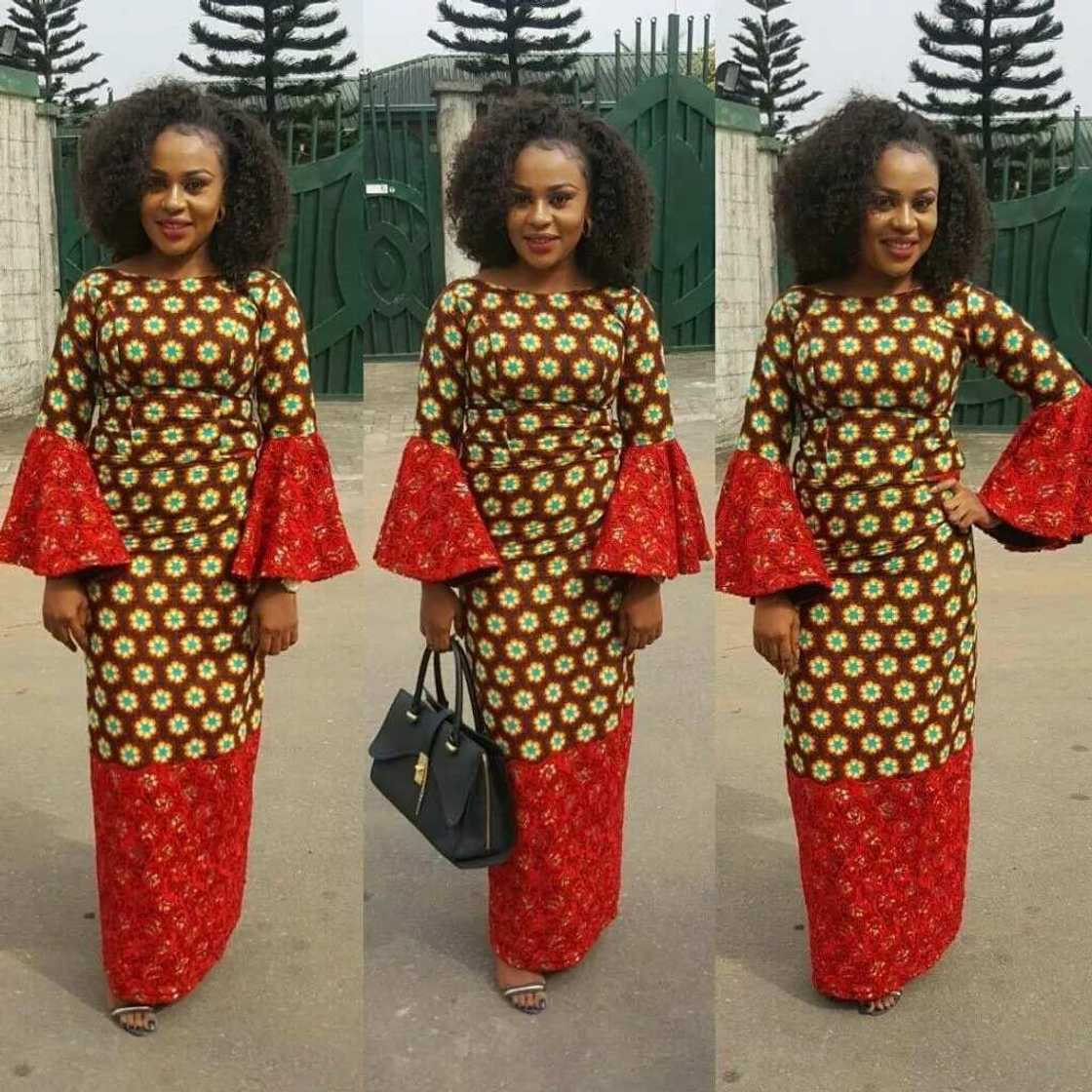 Ankara dress with lace on the hem Ankara dress with lace on the hem