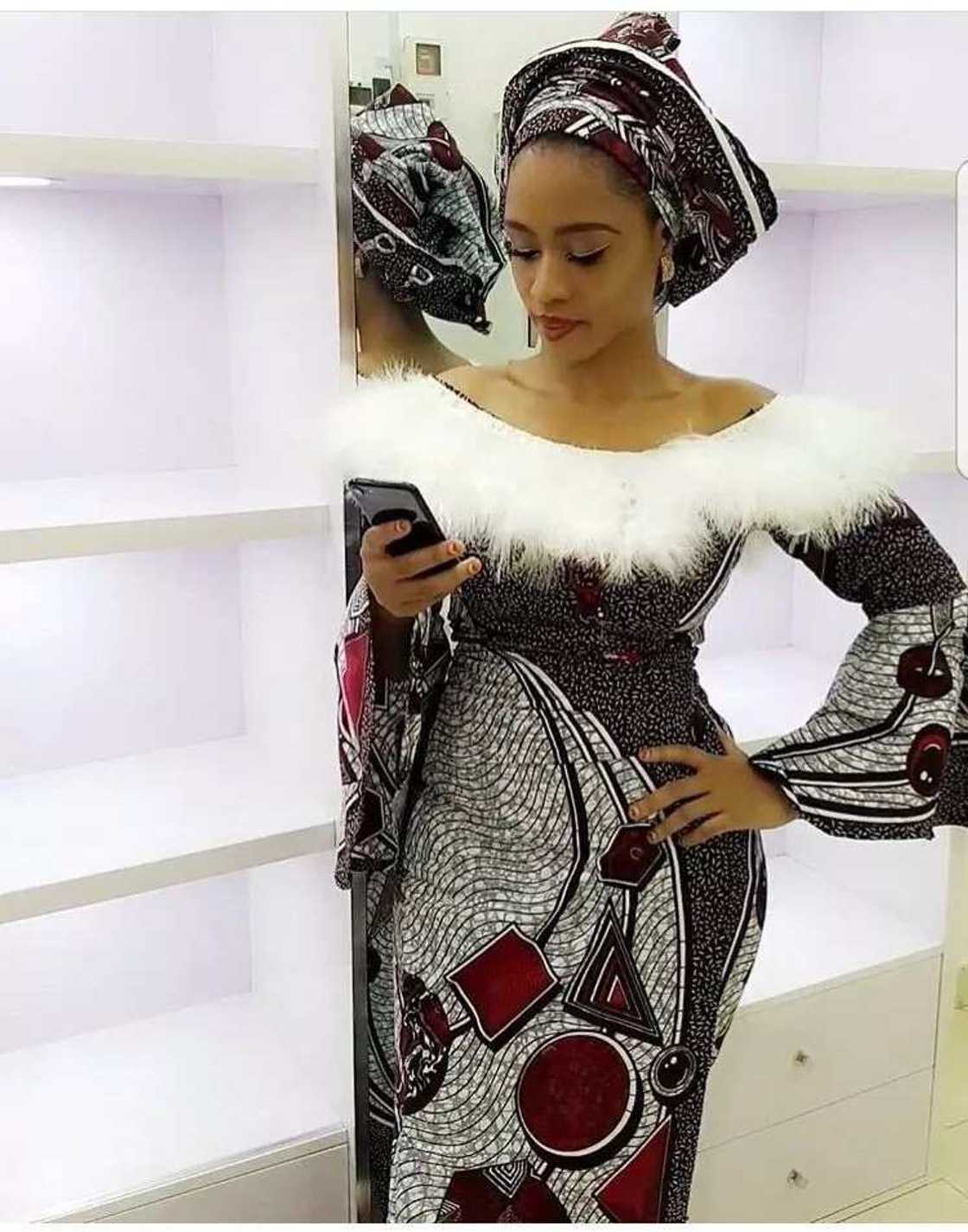 Ankara evening gown with feathers Ankara evening gown with feathers