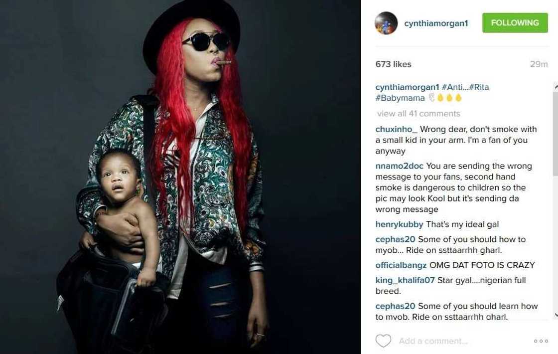 Cynthia Morgan Caught Smoking In Front Of A Baby (Photos) Cynthia Morgan Caught Smoking In Front Of A Baby (Photos)