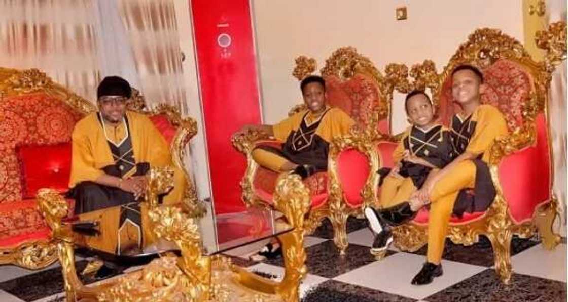 E-Money and his three sons rock matching agbada outfit to celebrate 1m IG followers (photos)