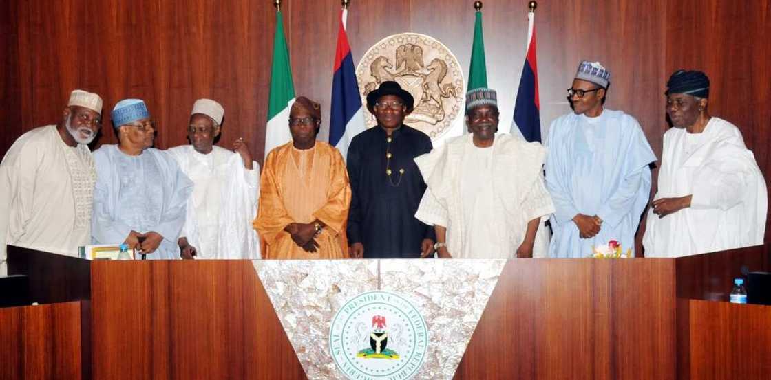 Members of the council of state, Gowon, IBB, Buhari, Obasanjo, Abdulsalami Members of the council of state, Gowon, IBB, Buhari, Obasanjo, Abdulsalami