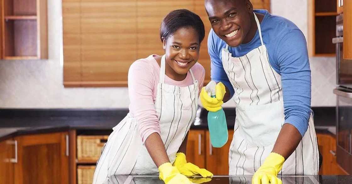 Black family cleaning house Black family cleaning house