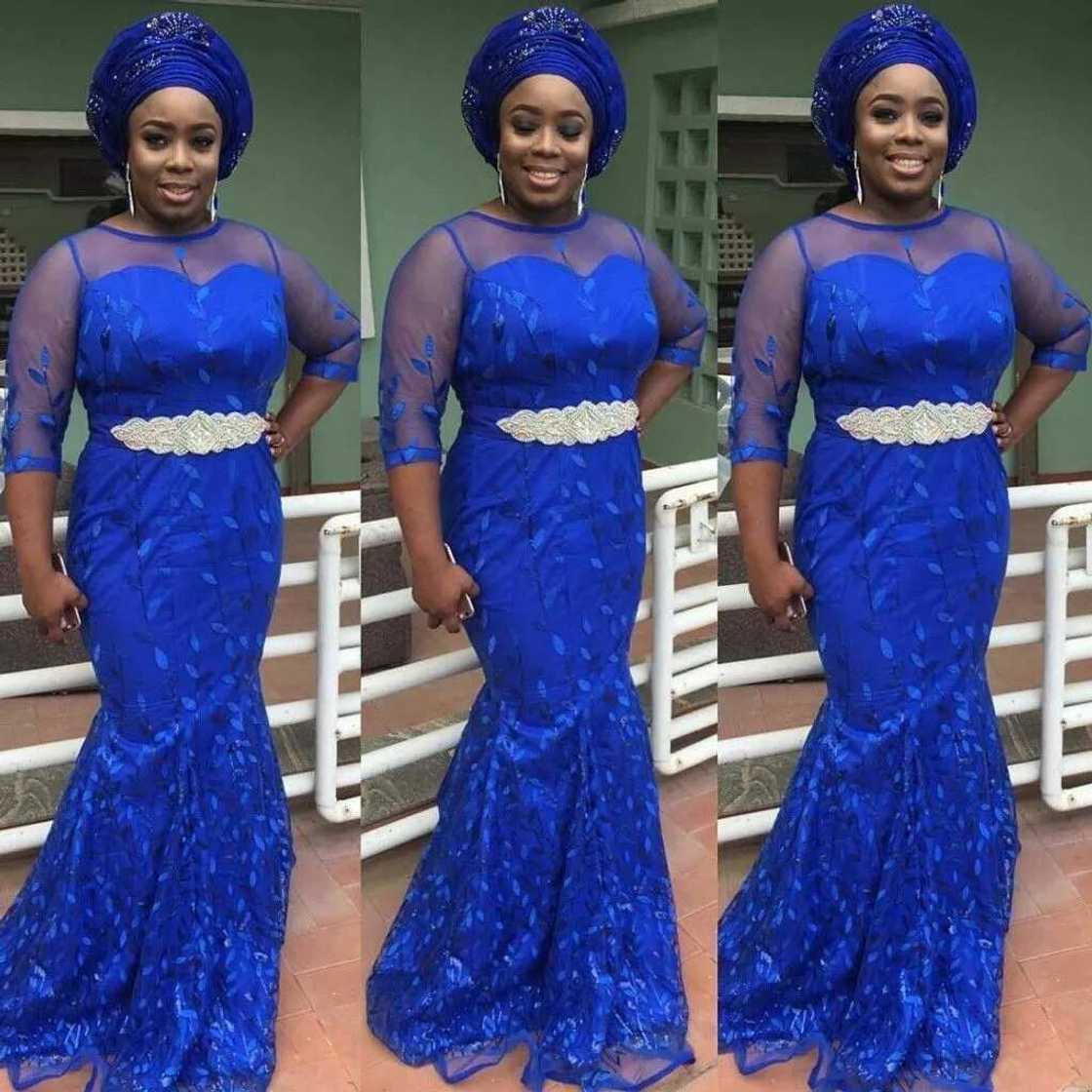 Nigerian blue French lace gown Nigerian blue French lace gown