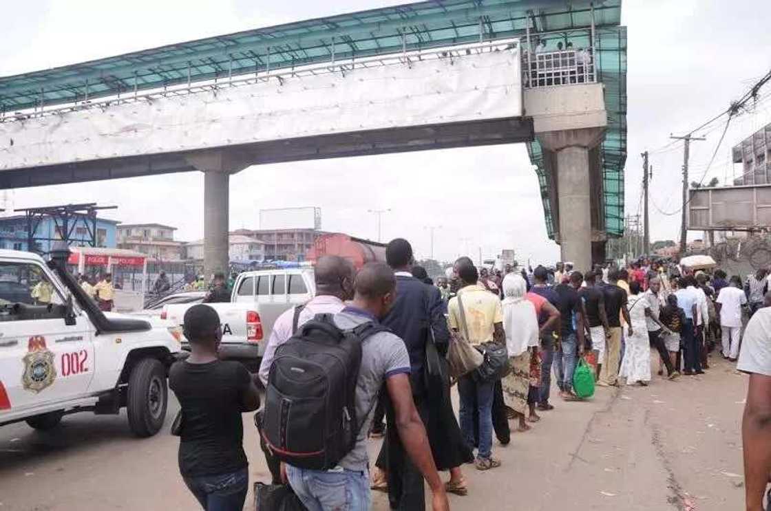 Police maintains law and order at Ojota pedestrian bridge