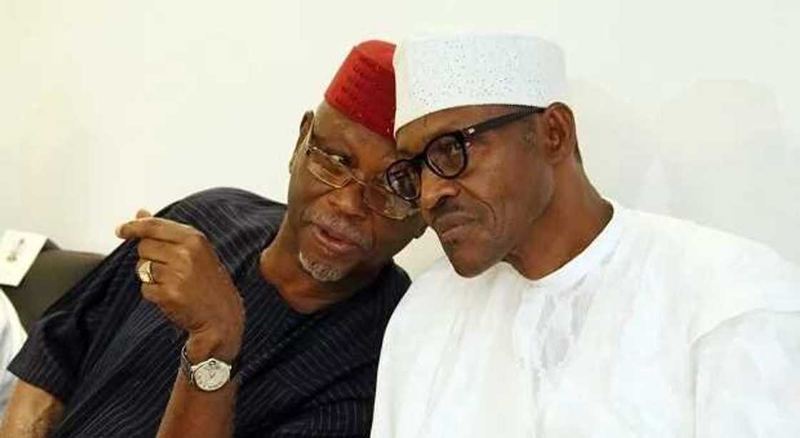 John Odigie Oyegun and President muhammadu Buhari John Odigie Oyegun and President muhammadu Buhari