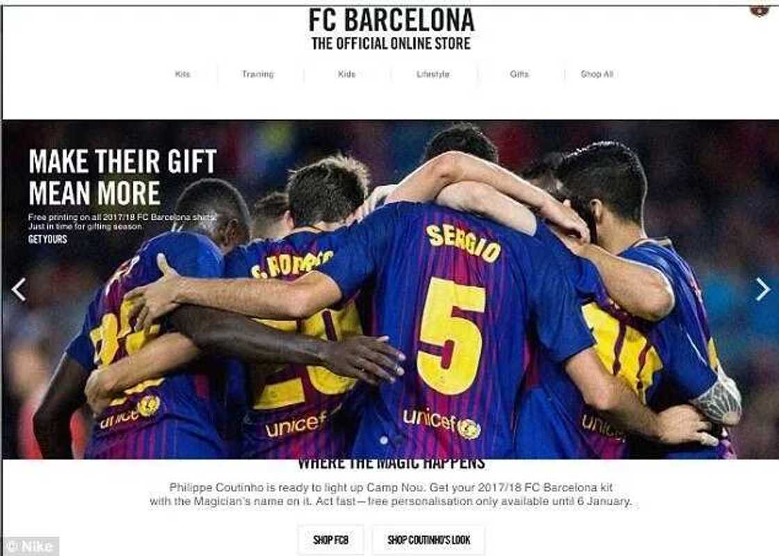 Coutinho transfer from Liverpool to Barcelona accidentally confirmed on Nike's website