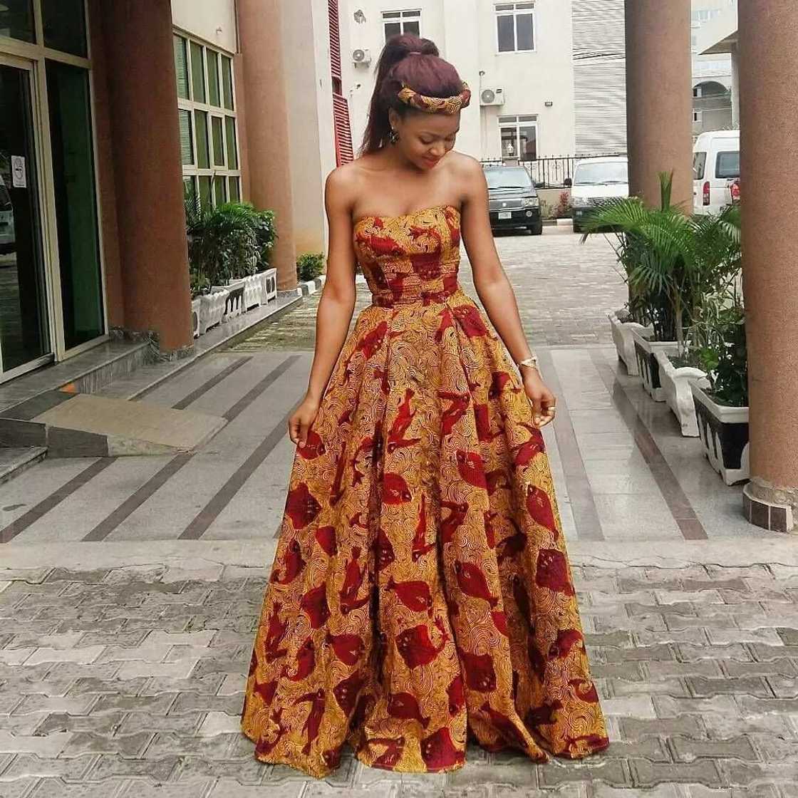 Flowing Ankara evening gown