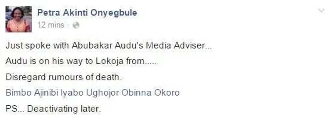 Kogi Guber Elections: APC Candidate Audu Is Dead Kogi Guber Elections: APC Candidate Audu Is Dead