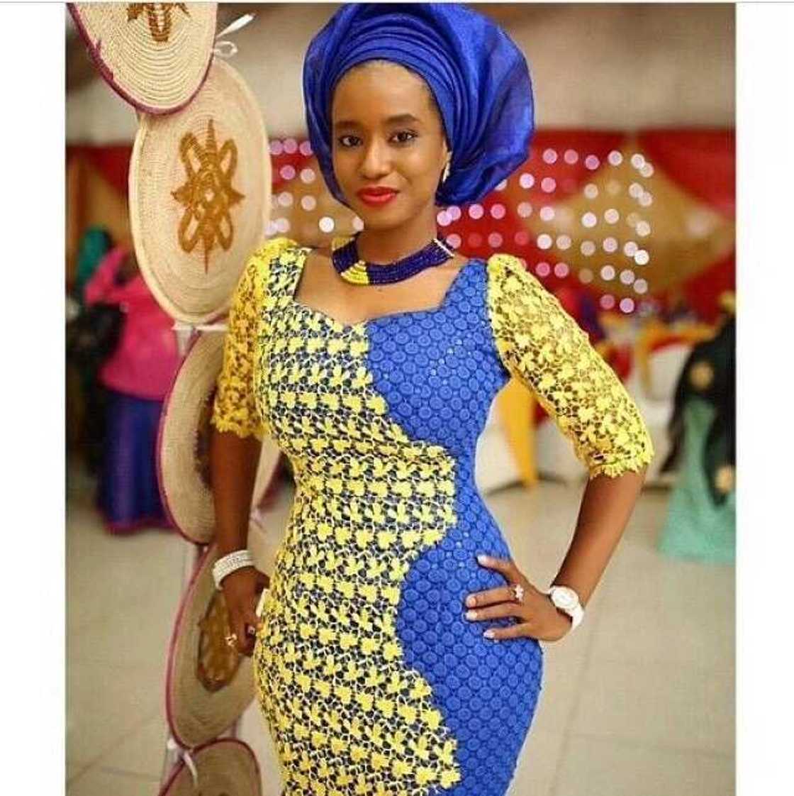 Yellow and blue Aso Ebi