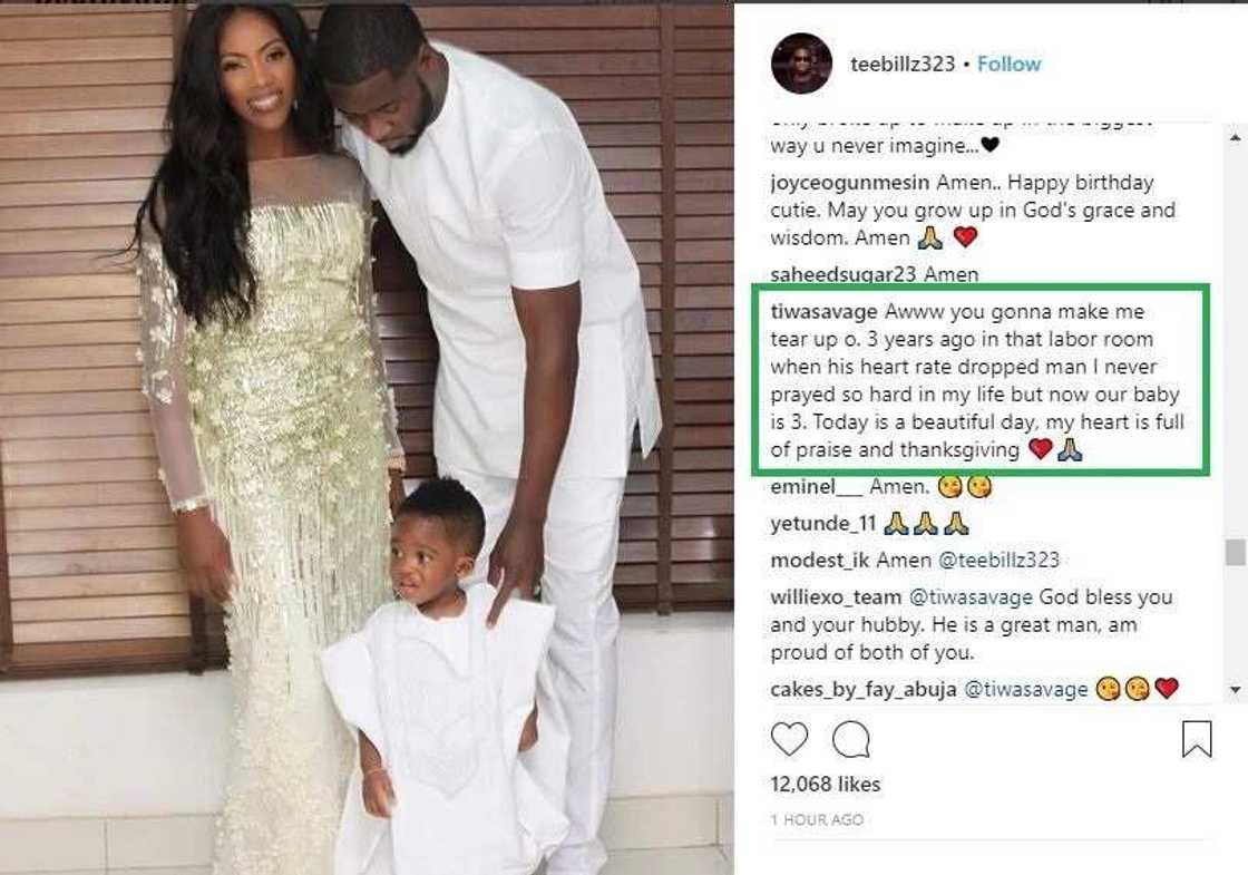 Tiwa Savage and Teebillz come together to celebrate son as he clocks 3