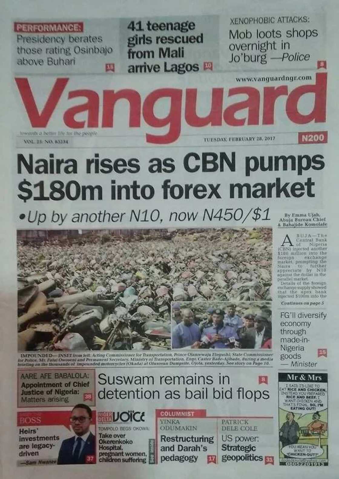 Newspaper review: Presidency alleges plot to divide Buhari, Osinbajo Newspaper review: Presidency alleges plot to divide Buhari, Osinbajo