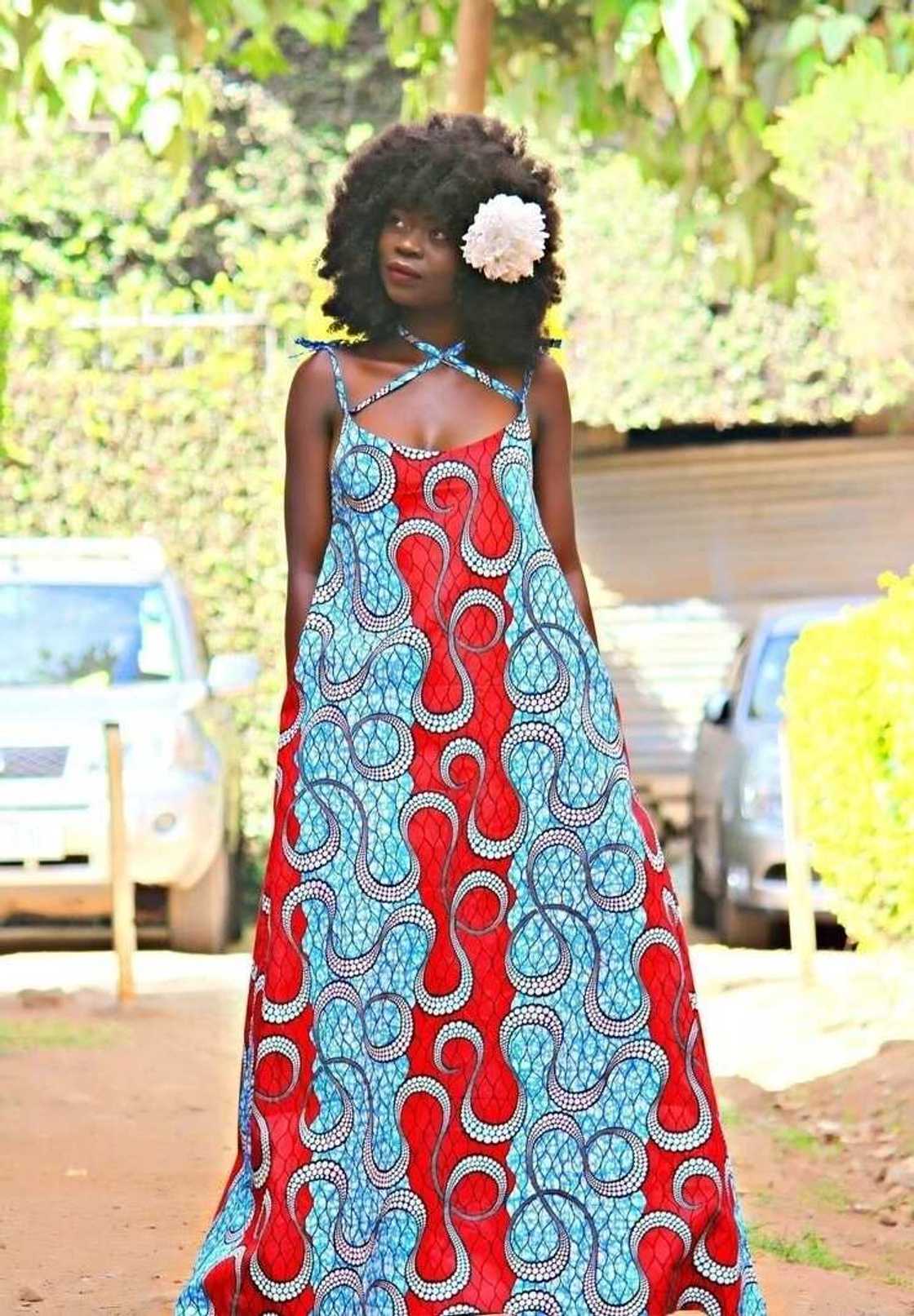 Ankara long dress in ‘marine style’ Ankara long dress in ‘marine style’