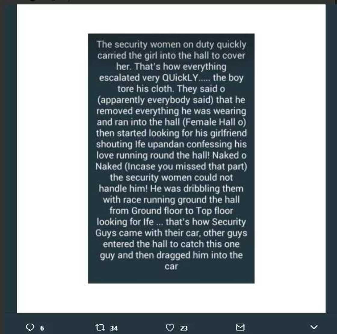 Babcock University first class final student allegedly runs mad in broad daylight Babcock University first class final student allegedly runs mad in broad daylight