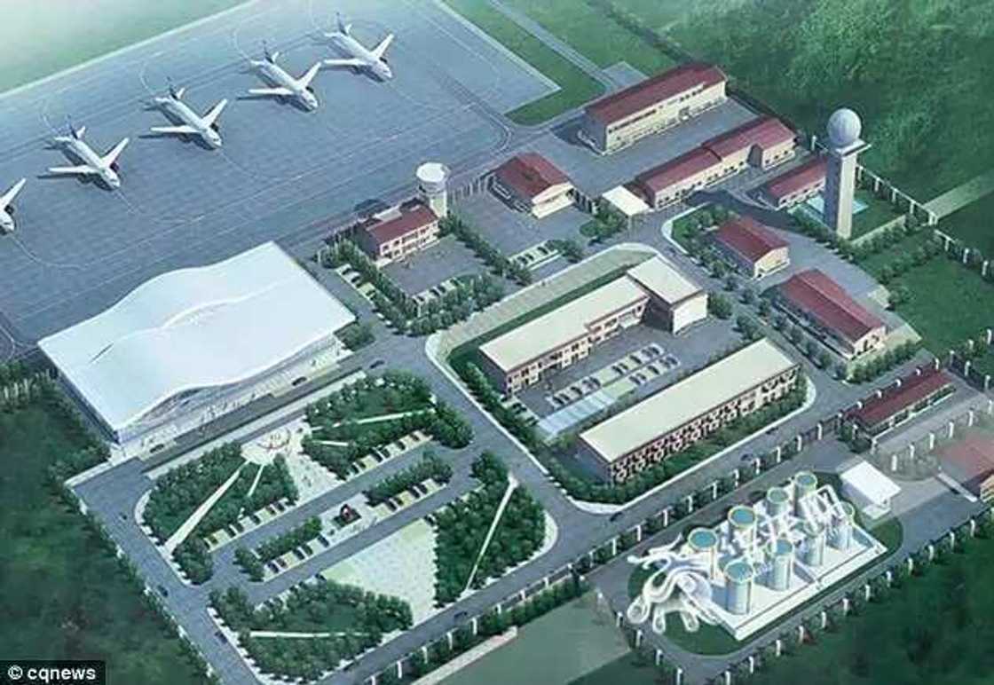 Incredible video shows Chinese workers building an airport at 5,900ft high after chopping off the top of a MOUNTAIN Incredible video shows Chinese workers building an airport at 5,900ft high after chopping off the top of a MOUNTAIN