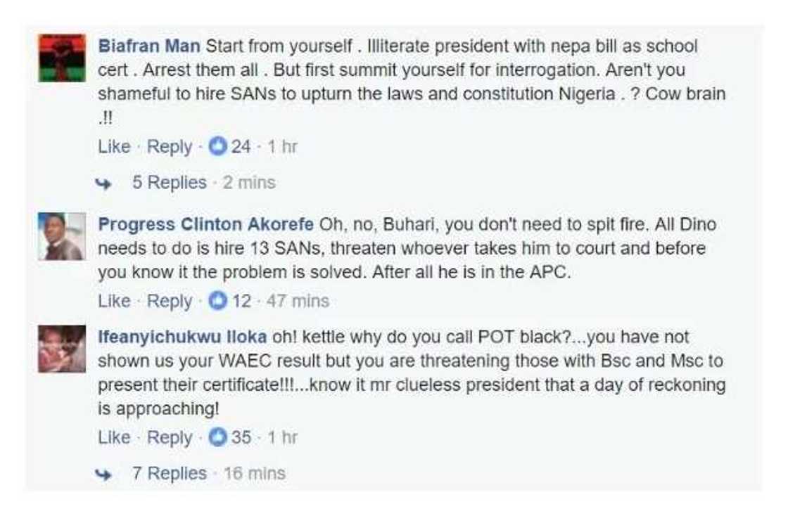 Buhari spits fire, threatens to deal with politicians with fake certificates Buhari spits fire, threatens to deal with politicians with fake certificates