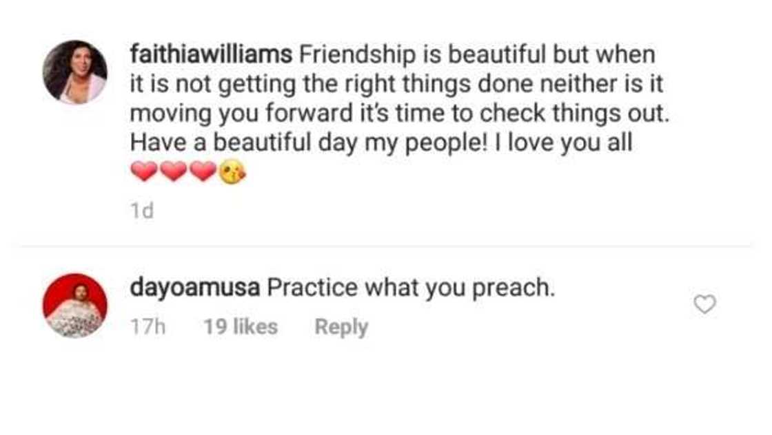 Actress Dayo Musa calls out Fathia Balogun on social media Actress Dayo Musa calls out Fathia Balogun on social media