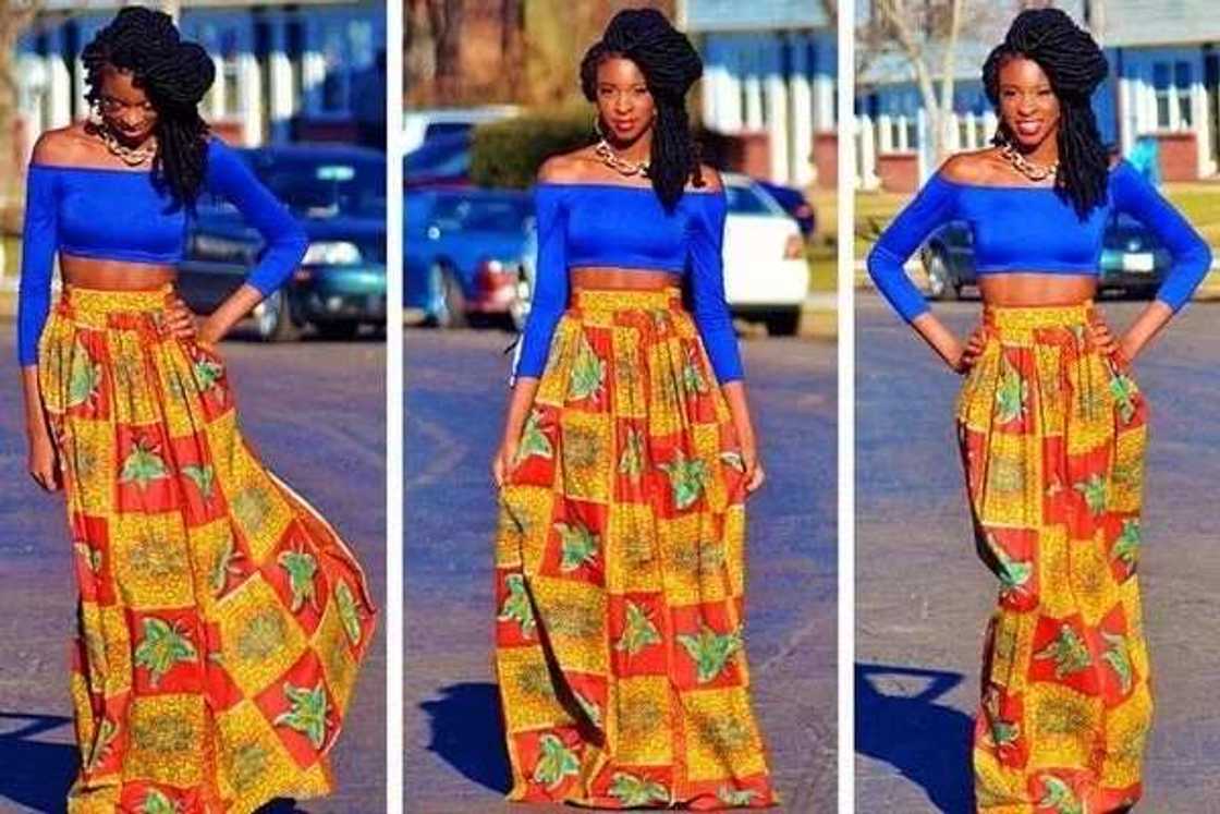 Ankara crop top and maxi skirt