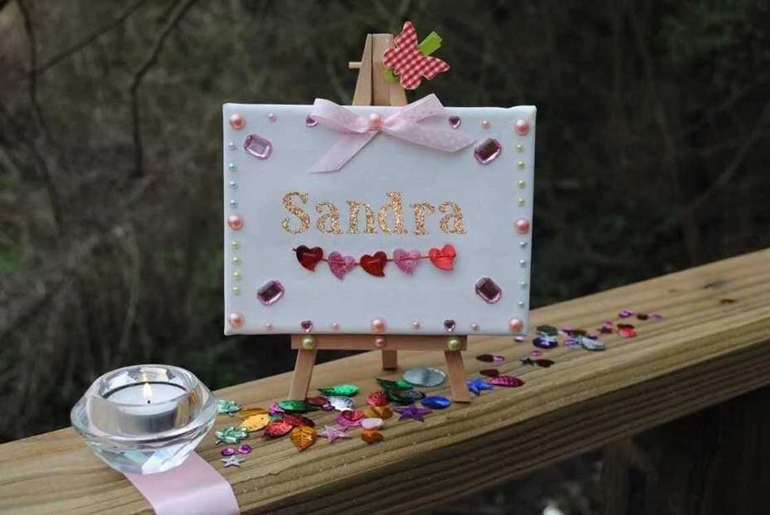 Sandra name on the desk Sandra name on the desk