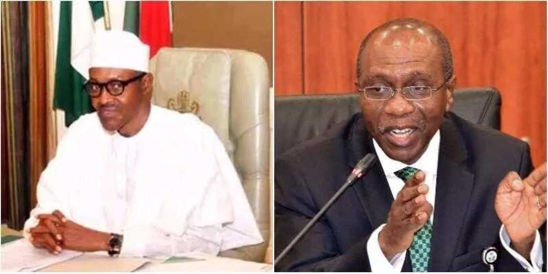 CBN boss Emefiele briefs President Buhari on FOREX market