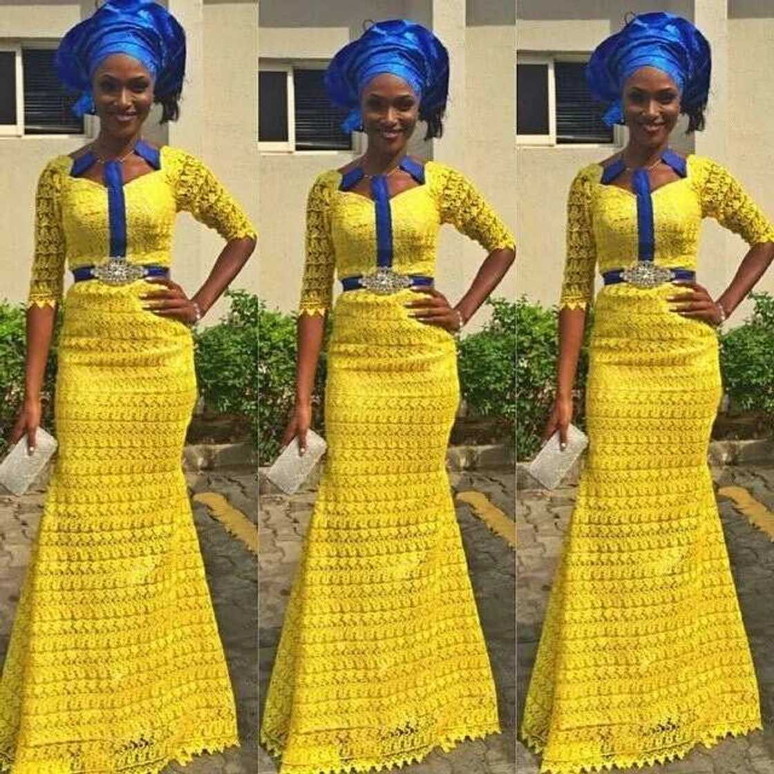 Yellow and blue Aso Ebi