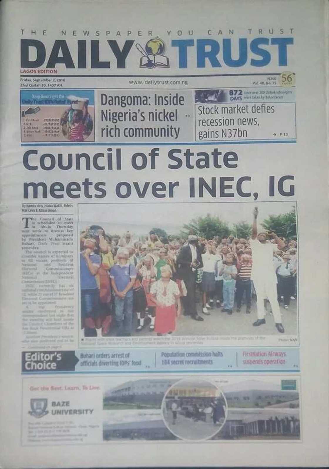 Nigeria in a mess, Buhari pleads with Nigerians - Paper Review Nigeria in a mess, Buhari pleads with Nigerians - Paper Review